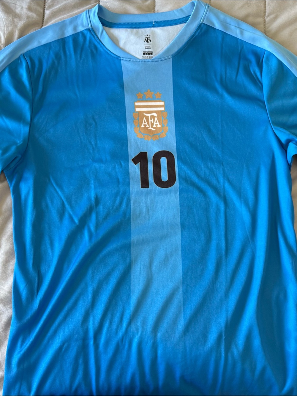 FA Light Blue and Sky Blue Soccer Jersey with Number 10